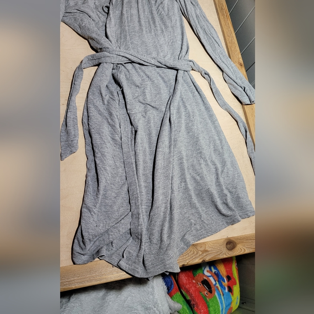 Gray Plain Thin Women's Robe - Picture 2 of 12